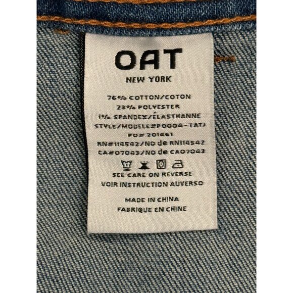 OAT New York Wide-Leg Denim Jeans Raw-Hem Blue Womens Size 10/30 - Picture 7 of 8